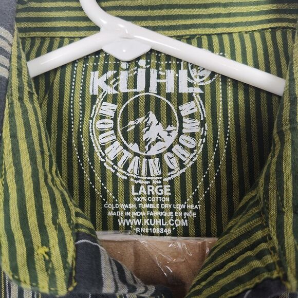 Kuhl Mountain Grown Button-Up Shirt Men's Size L Green & Gray Plaid Long Sleeves - Picture 8 of 10